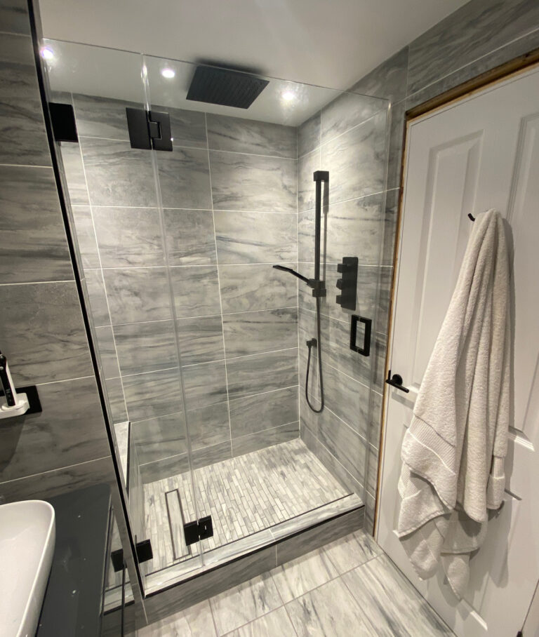 Black hinges shower door