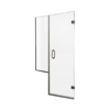 Shower door right hinged with half wall fixed shower screen.