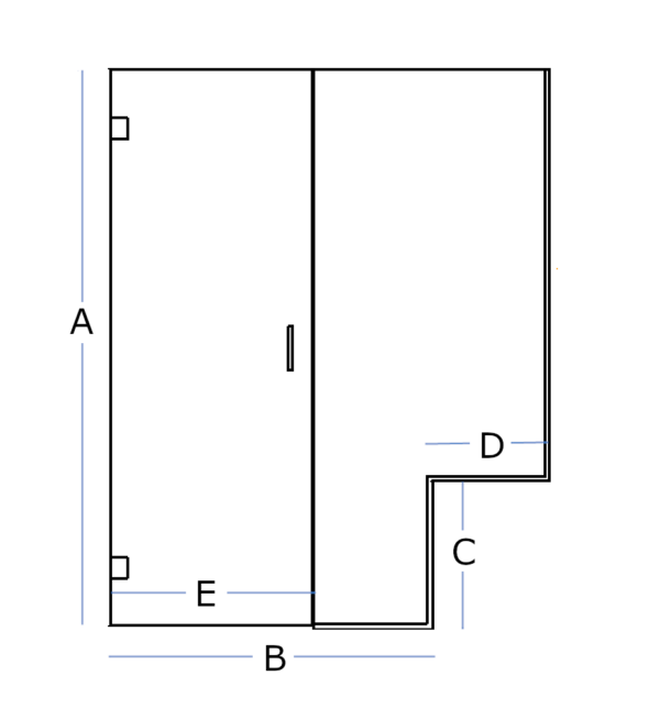 Bespoke shower door and screen with seat cut out