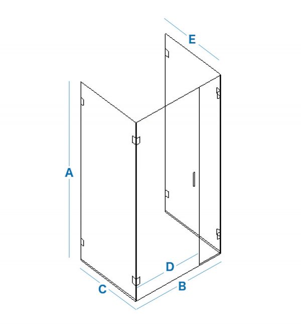 Large 3 Side Frameless Shower Enclosure - Left Hinged