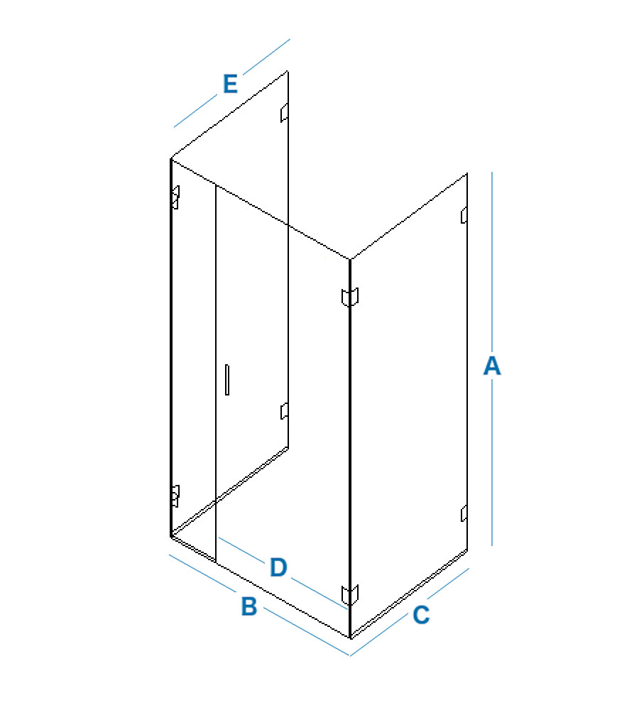 Bespoke Three Sided Enclosure Right Hinged One Wall Fitting