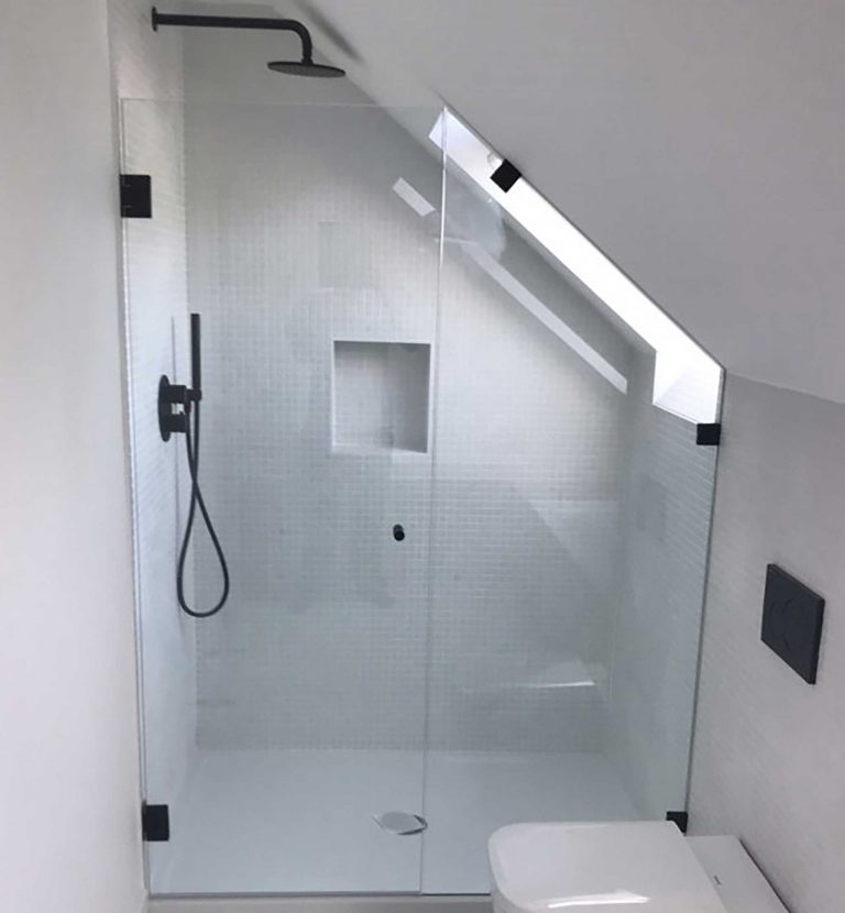 Angled Shower Door Matte Black